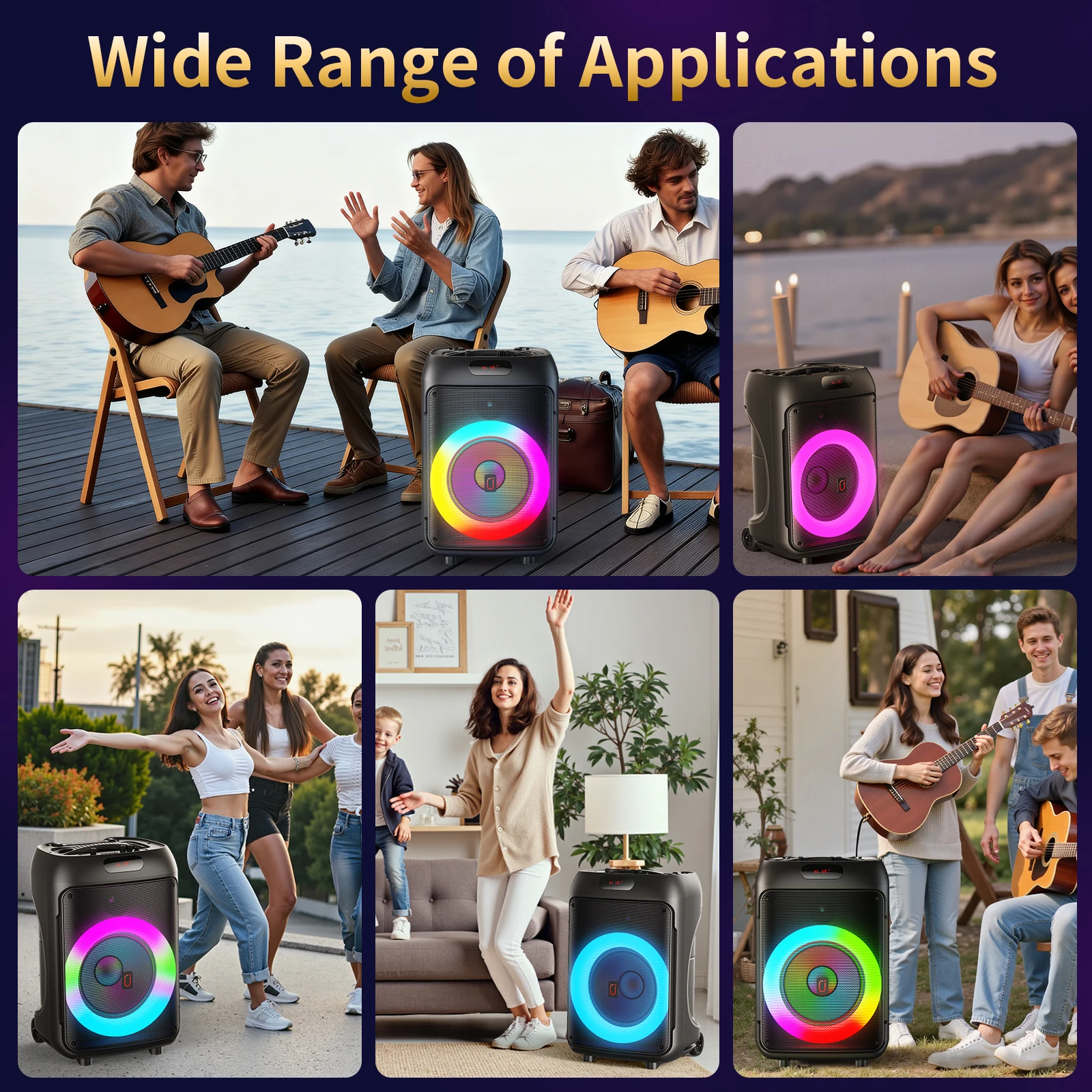 Głośnik karaoke T36, 6,5-calowy głośnik basowy, duży głośnik karaoke Bluetooth z 2 bezprzewodowymi mikrofonami, obsługuje funkcję wycięcia głosu