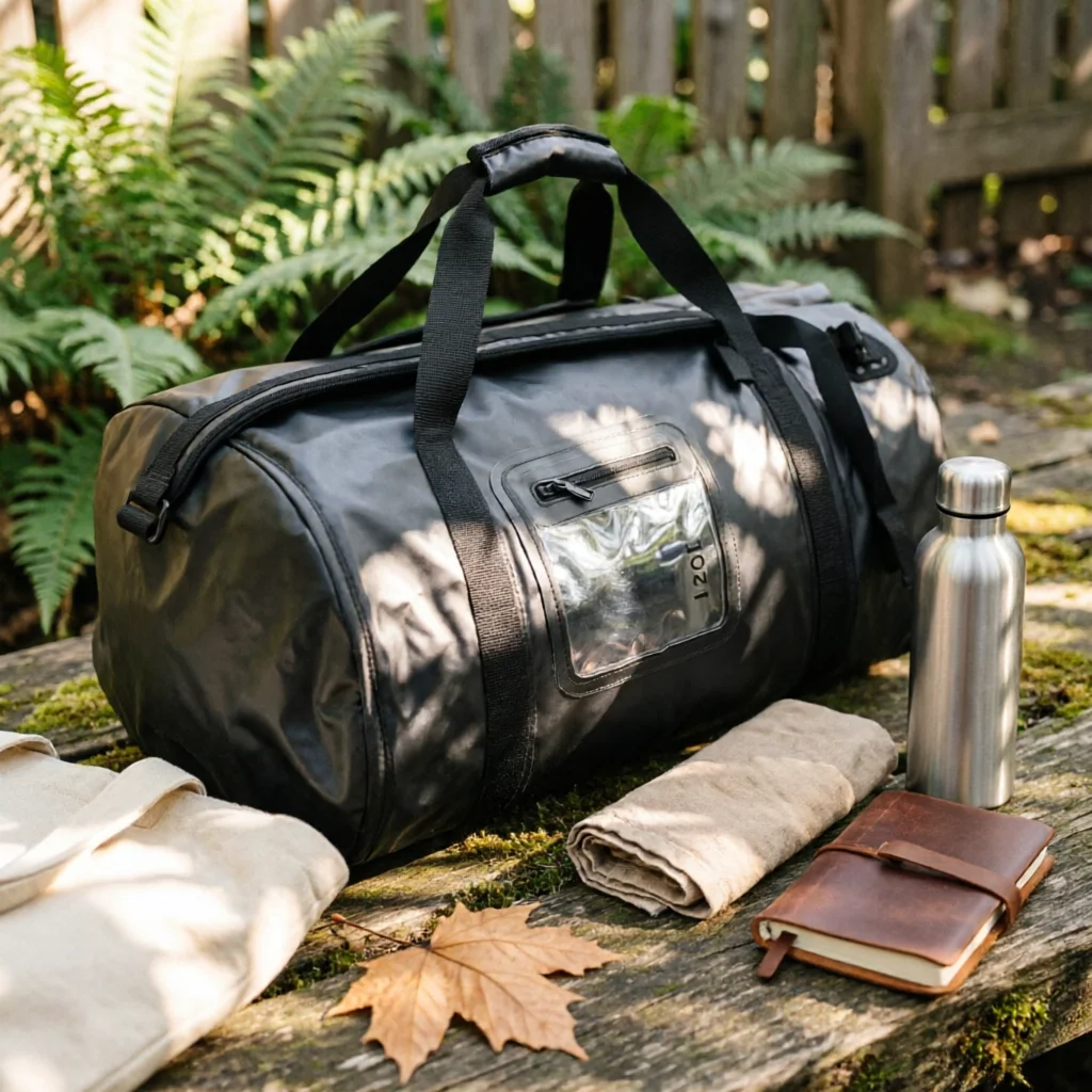 waterproof-duffel-backpack-heat-sealed-seams-roll-roll-top-waterproof-duffel-outdoor-gear-clear-front-pocket-heavy-duty