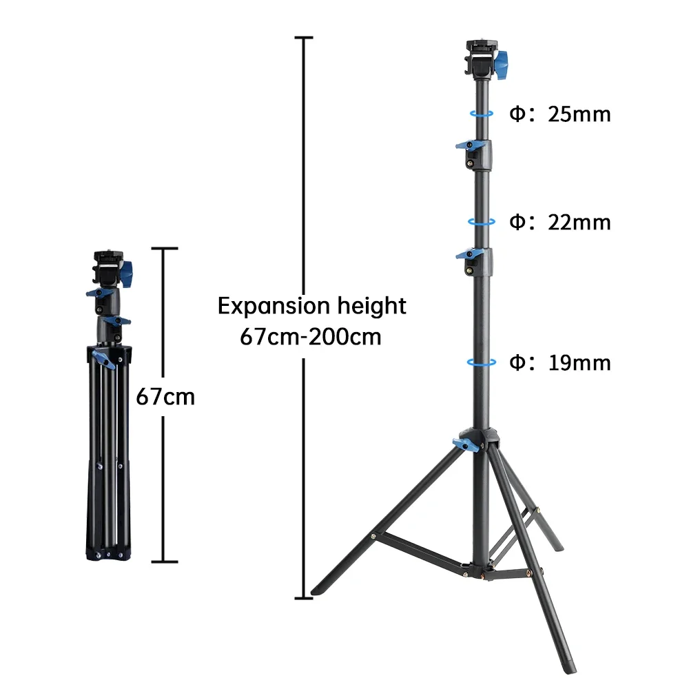 Ultima Pan Tilt Head Adjusted Tripod 200cm Frosted Non-slip Super Load-bearing Professional Metal Heavy Duty Camera Tripods