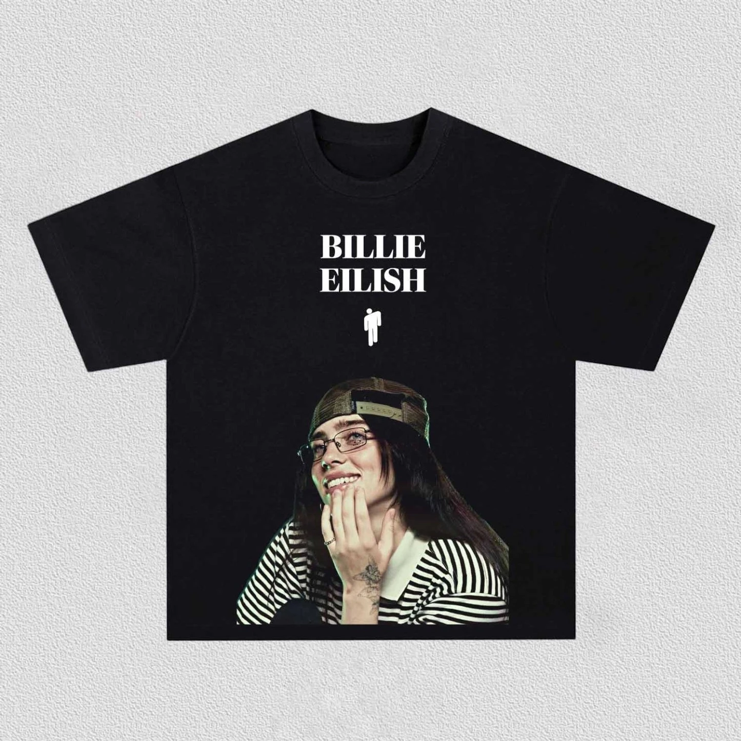 Camiseta Unisex de Algodón con Gráficos del Retrato de Billie Eilish, Cuello Redondo, Manga Corta, Estilo Y2K, Moda Hip-Hop para Hombre y Mujer, Regalos para Fans