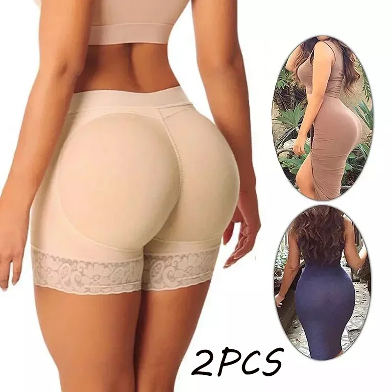 2pcsacolchoado levantador de bunda roupa interior corretiva realçador corpo shaper modelagem cinta falso hip shapwear roupa interior push up calcinha