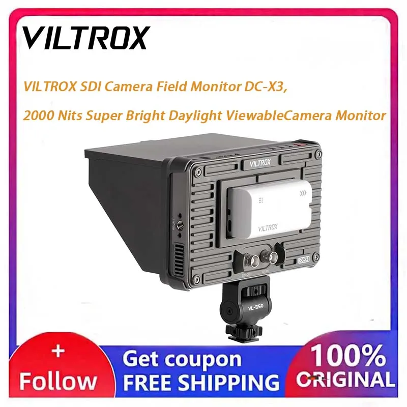 VILTROX DC-X3 Video Field Monitor, 6 Inch Touch Display, 2000 Nits High Brightness, SDI HDMI 4K I/O,Suitable for DSLR Mirrorless