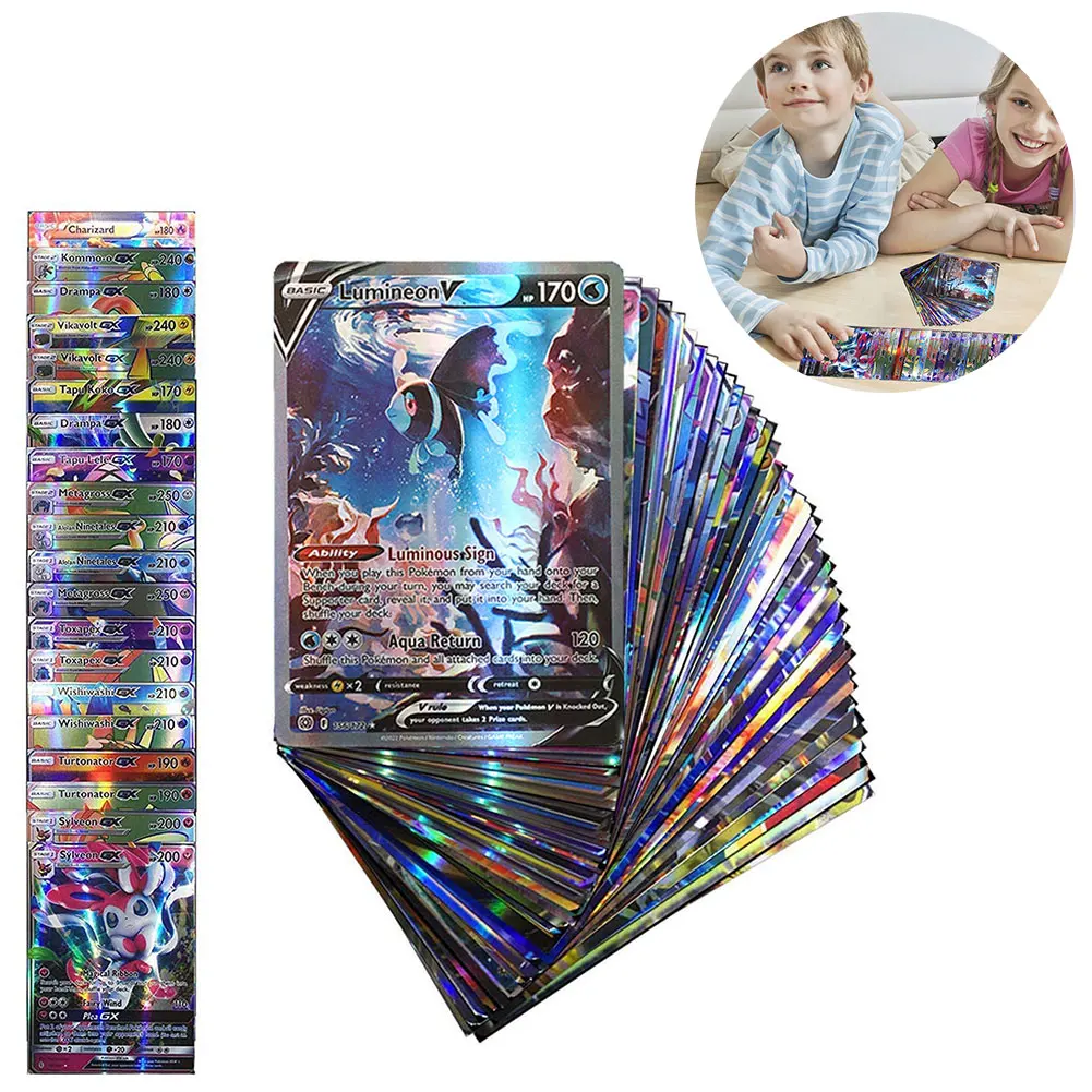 

100Pcs Game Battle Cards English Trading Collection Cards Fun Shining Game Cards Gift for Childrens