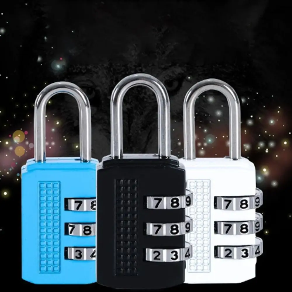 Portable Mini Number Lock Durable 3 Digit Password Lock Anti-theft Solid Color Alloy Padlock Trolley Case