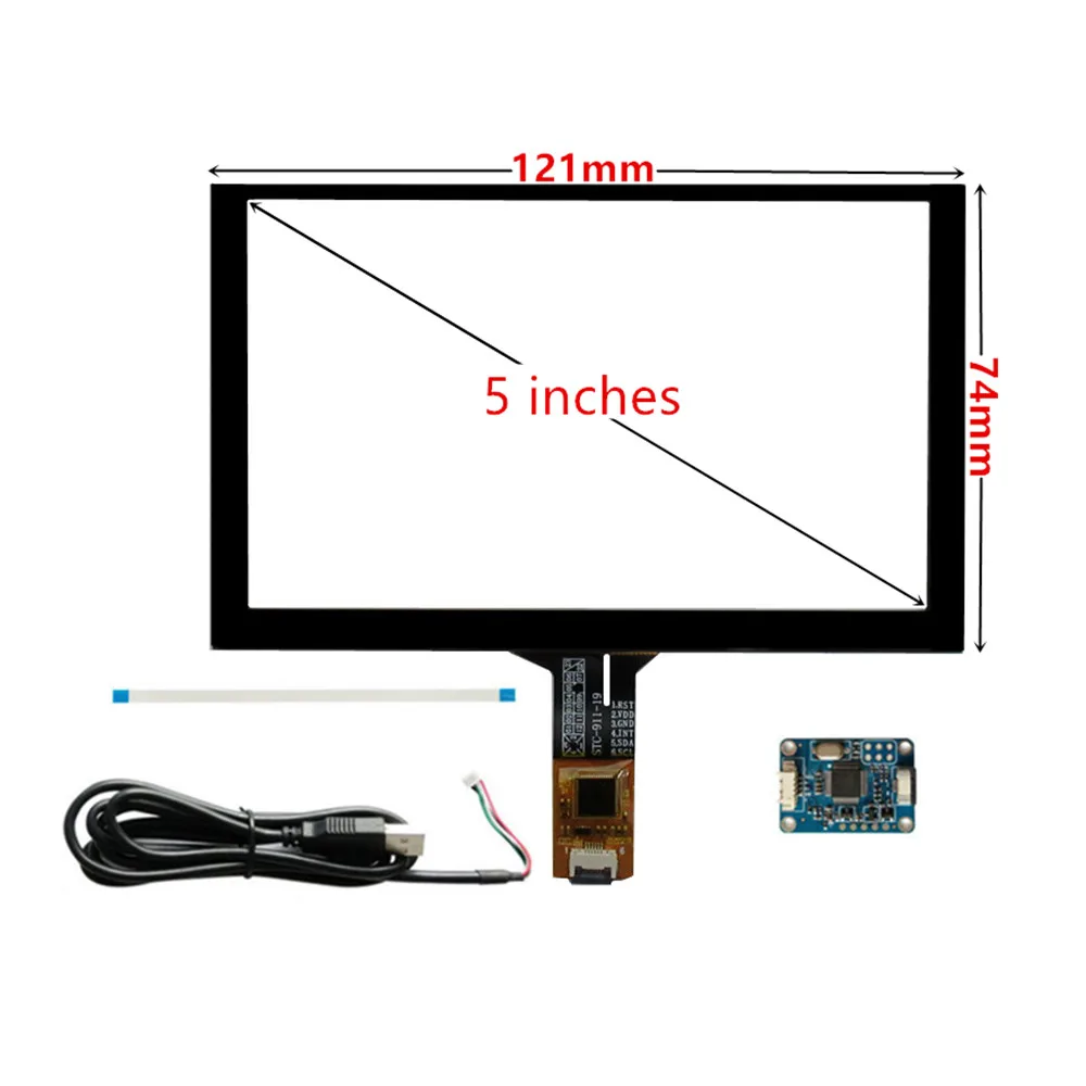 

5 Inch 120mm*74mm Raspberry Pi GPS Navigation Capacitive Digitizer Touch Screen Panel Glass USB Driver Board