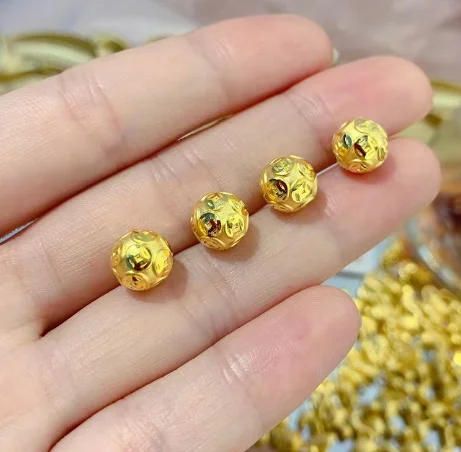 Imagem -03 - Real 24k Pure Gold Beads Fine Gold Coins Gold Ball Acessórios Mm12 mm 999