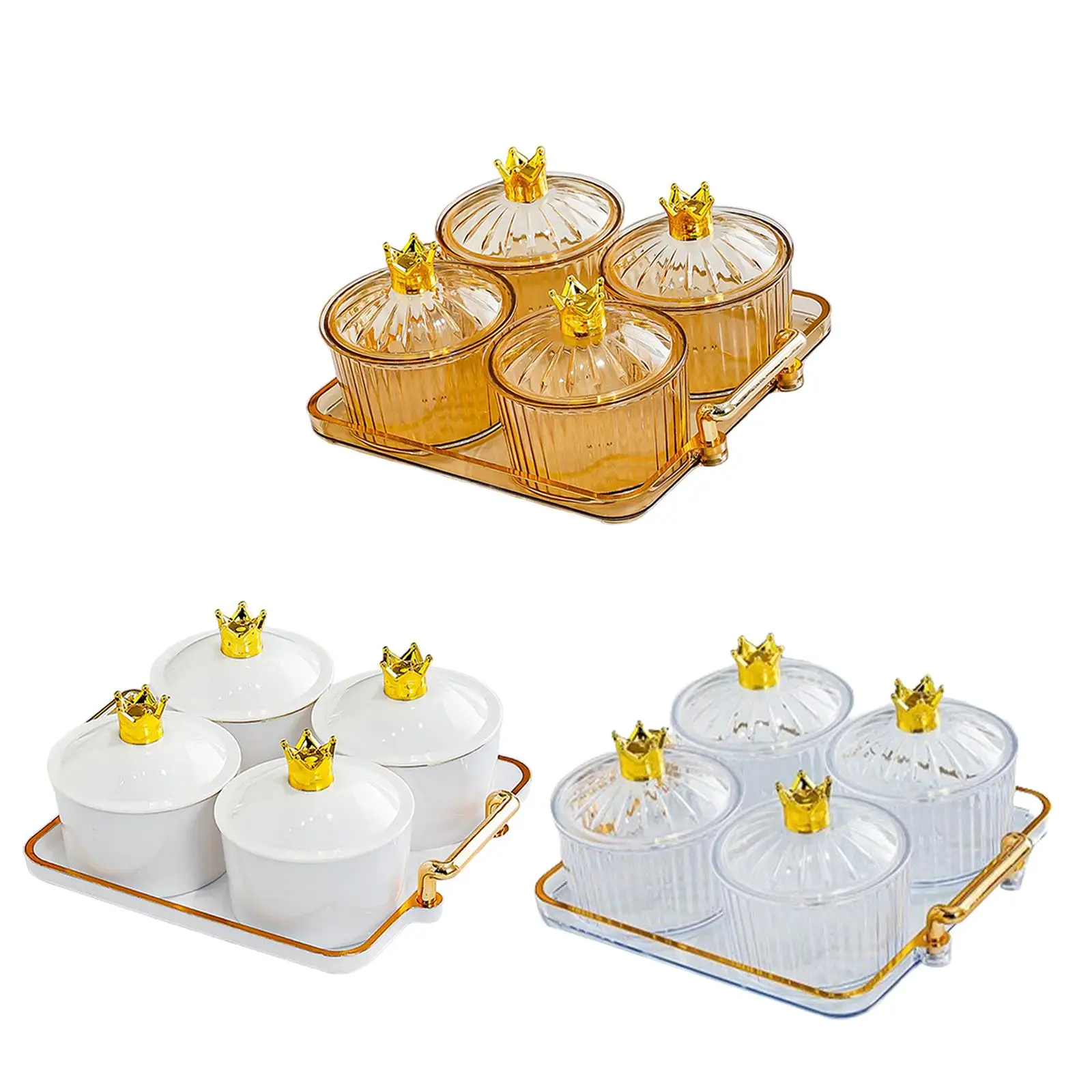 4 Grids Dried Fruit Plate Divided Serving Dishes for Kitchen Party Home