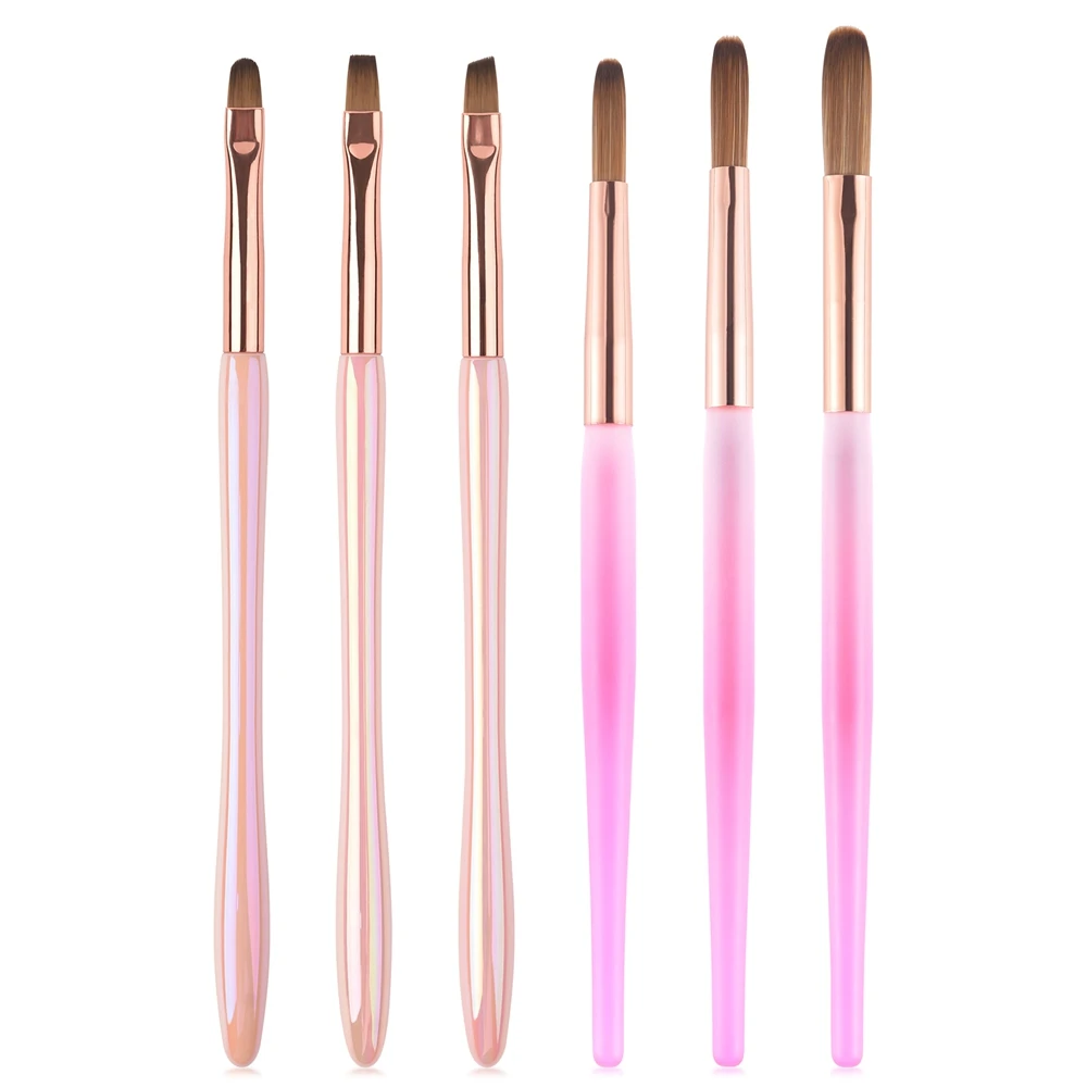 6Pcs Acrylic Nail Brush Set Professional Gel Nail Brush Set for Acrylic Powder Nail Art Extension 3D Carving Nail Salon Tool