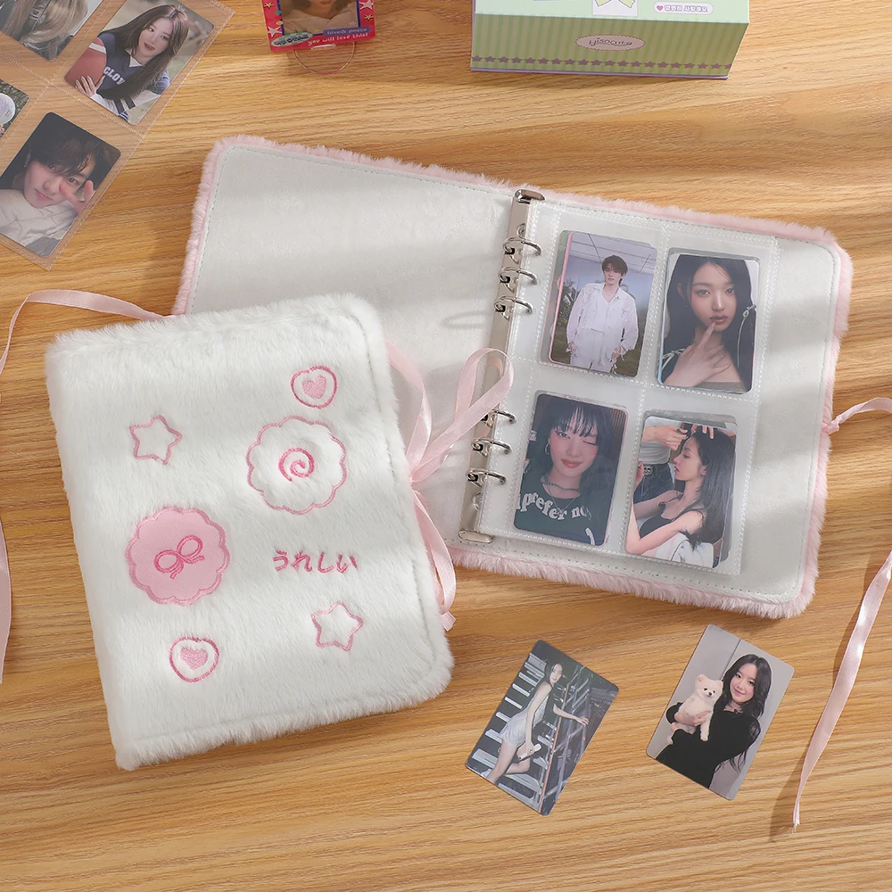 Soft Plush A5 Binder Photo Album With 10pcs Double Pocket sleeve Kawaii Kpop Photocards Collect Book