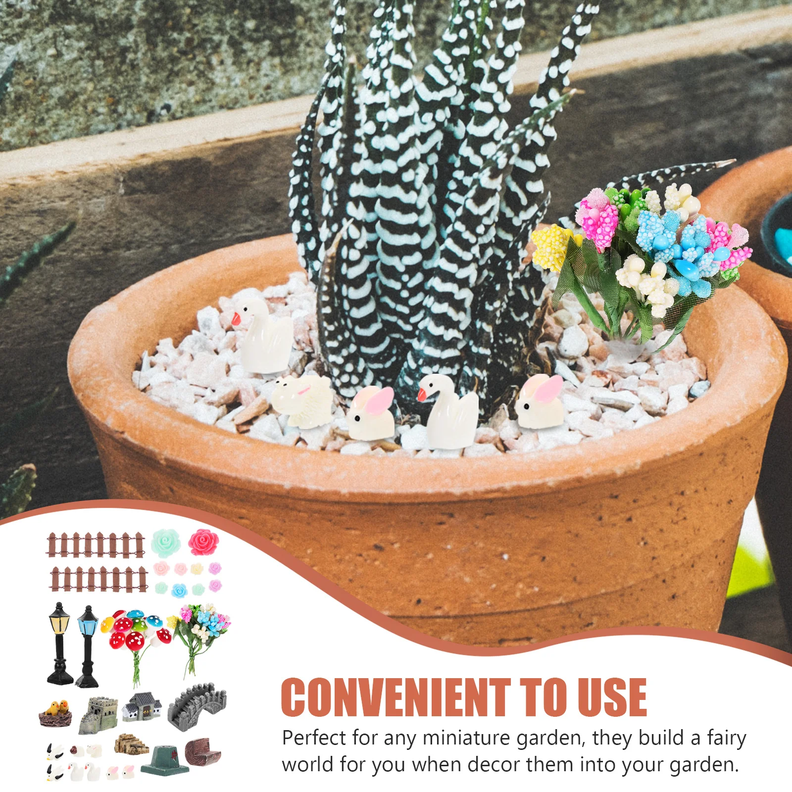 

1Set Chinese Style Decors Miniature Garden Ornaments Kit Hand Painted Resin Crafts Micro Landscape Accessories