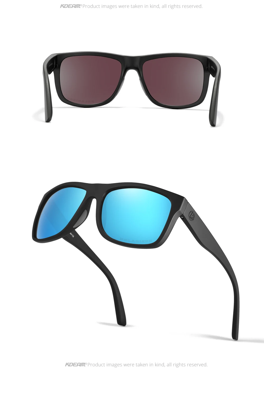 Kdeam polarisierte Sonnenbrille Männer Sport drei dimensionale Marke Logo tr90 quadratische Sonnenbrille ganz schwarz mit Reiß verschluss Fall kd0721 – Detail 20