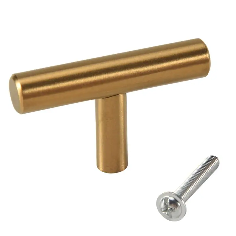 AS94-50Mm Long Single Hole Cabinet Knobs And Pulls Door Cupboards Drawers Bedroom Furniture Handles Brushed ,20 Pack,Gold