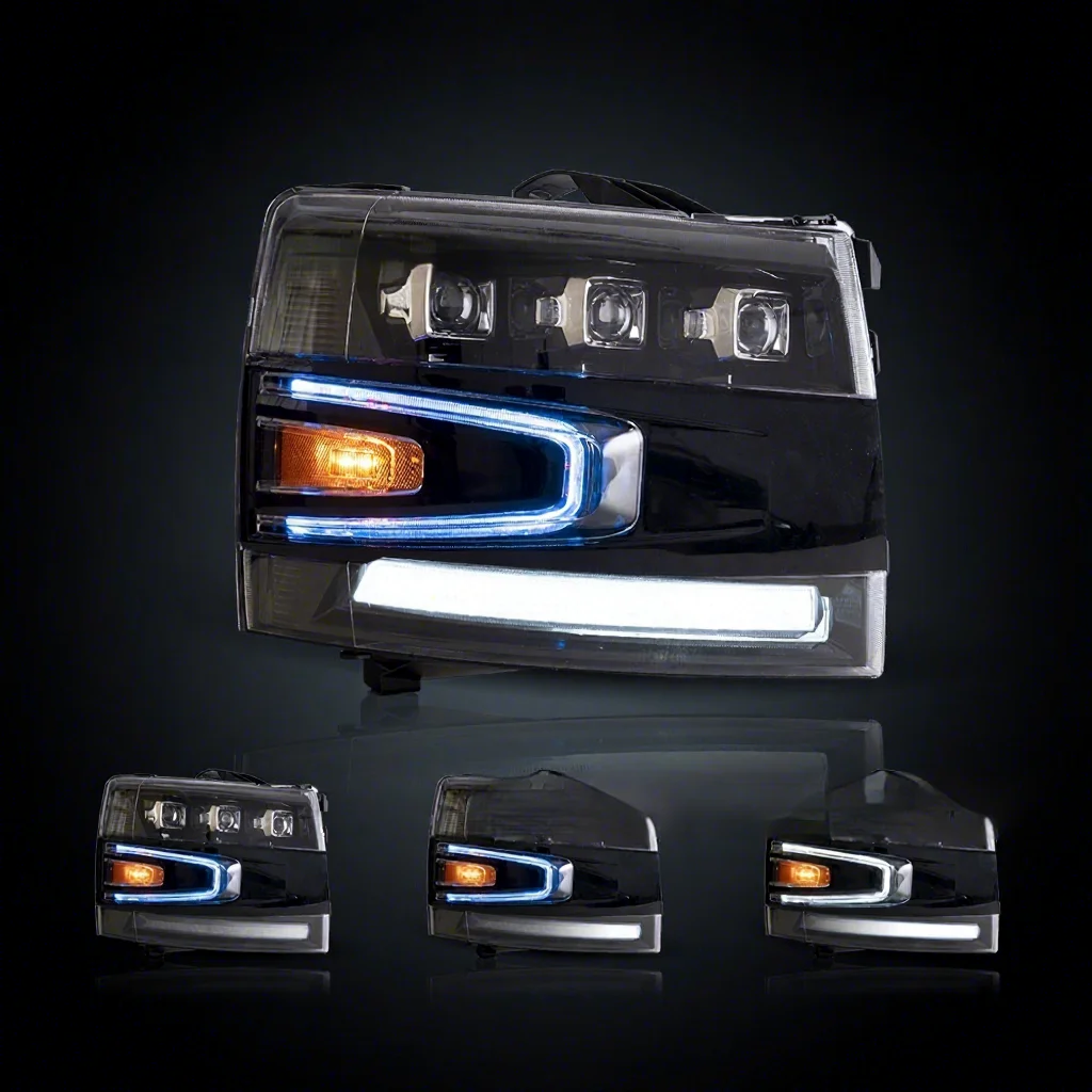 Modified LED Head Lamp Assembly Streamer Turn Signal Design Auto Replacement Car Headlight Fit for 2007-2013 Chevrolet Silverado