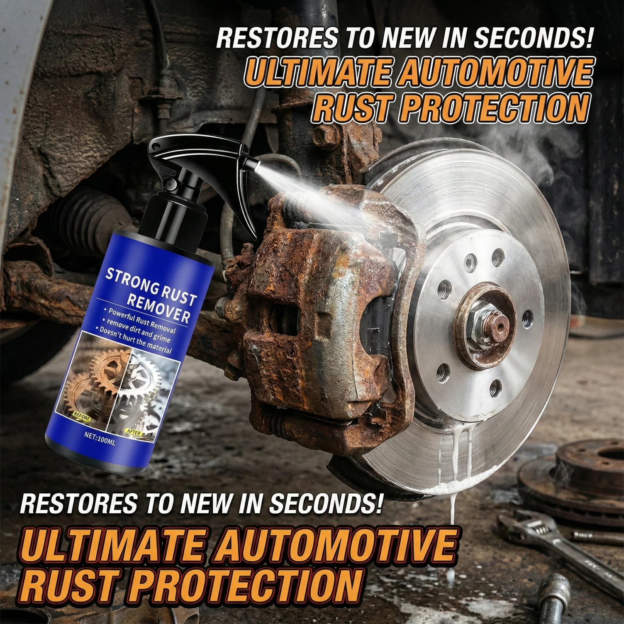 

Car Rust Remover Spray Safe for Auto Paint Metal Surface Treatment for Chassis, Wheels, Tools Prevents Corrosion