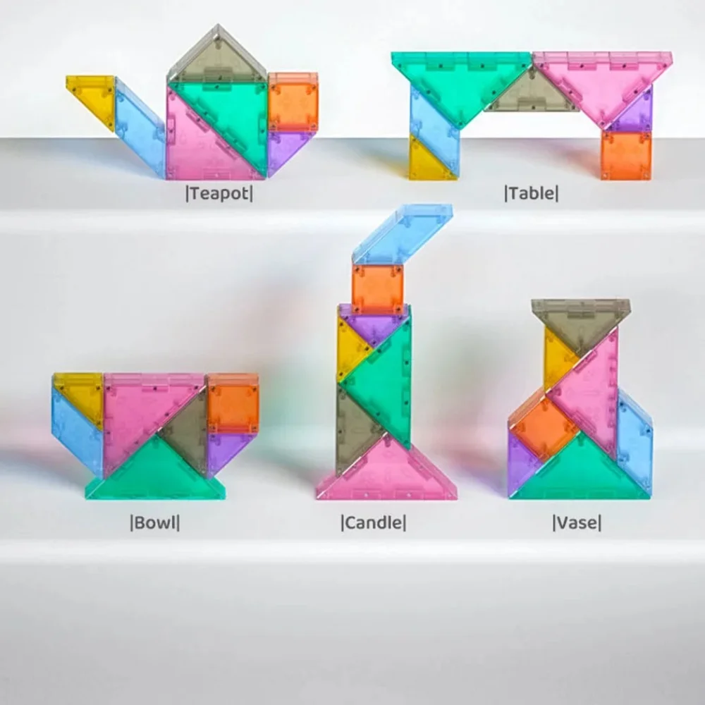 Qiyi MAGNETIC TANGRAM Puzzles 3D Stickerless Speed Magnetic Puzzles Build Puzzles DIY Build Logical Thinking Training Puzzle