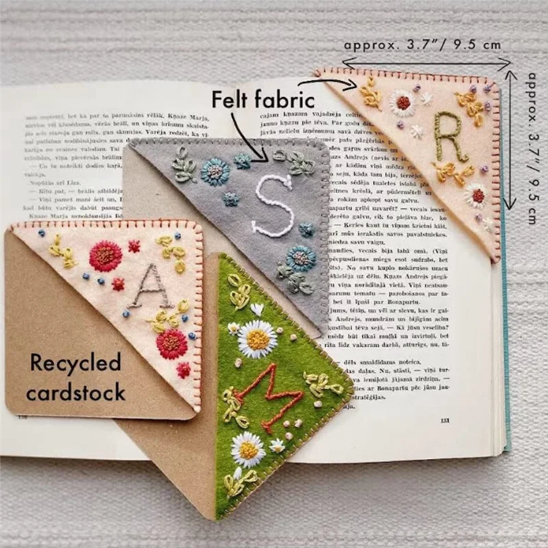 4 pezzi Segnalibri ricamati primavera, estate, autunno e inverno Segnalibri ricamo manuale Decorazione angolare ricamata a mano(J)