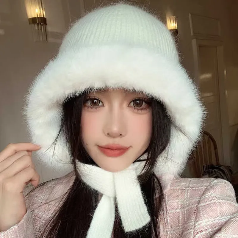 

Plush Knitted Beanies Cap For Men&Women Winter Thicken Warm Ear Protection Hat Unisex Outdoor Ski Cycling Coldproof Beanies Hats