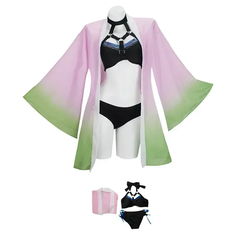 72-й аниме Kanroji Mitsuri Косплей Костюм Demon Slayer Kimetsu No Yaiba женский сексуальный купальник купальник бикини Bathr