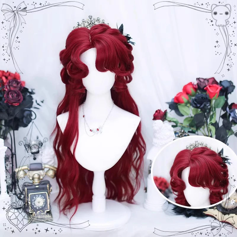 

Wig women's long curly hair lolita wig full head cover Rose lady dress up anime wig head cover