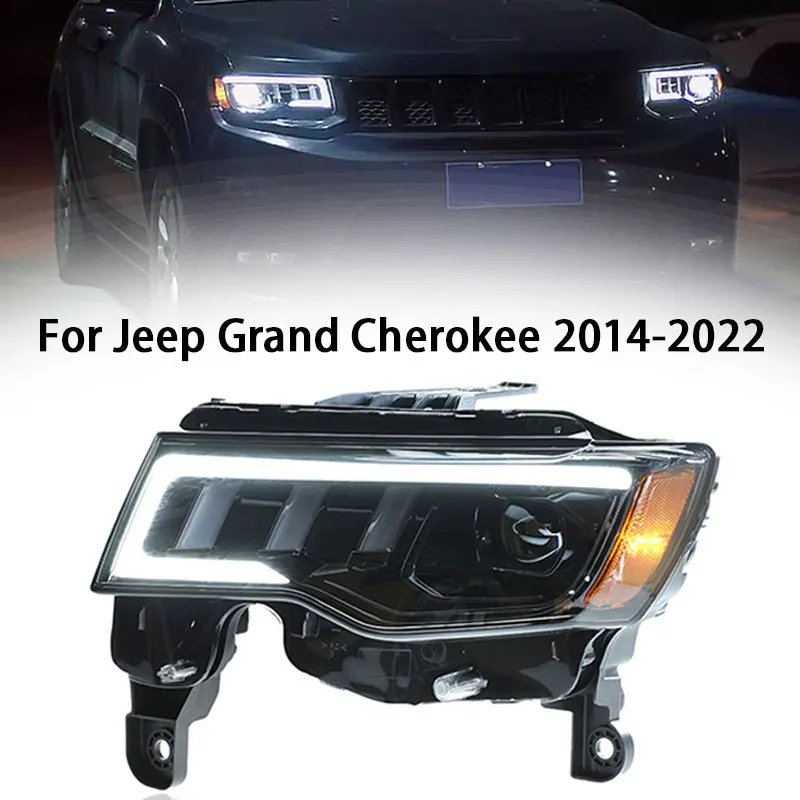 

Автомобильные аксессуары для Jeep Grand Cherokee 2014-2022, передняя зеркальная фара DRL, светодиодная фара, объектив проектора, автоматические Автомобильные фары