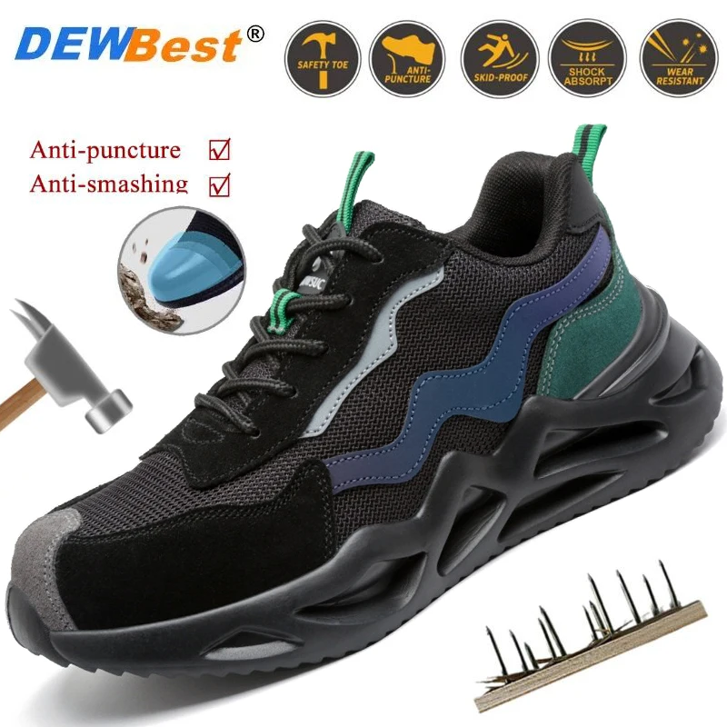 

Men's Lightweight Breathable Anti-smash Wear-resistant Anti-puncture Kevlar Midsole Non-slip Safety Construction Work Shoes