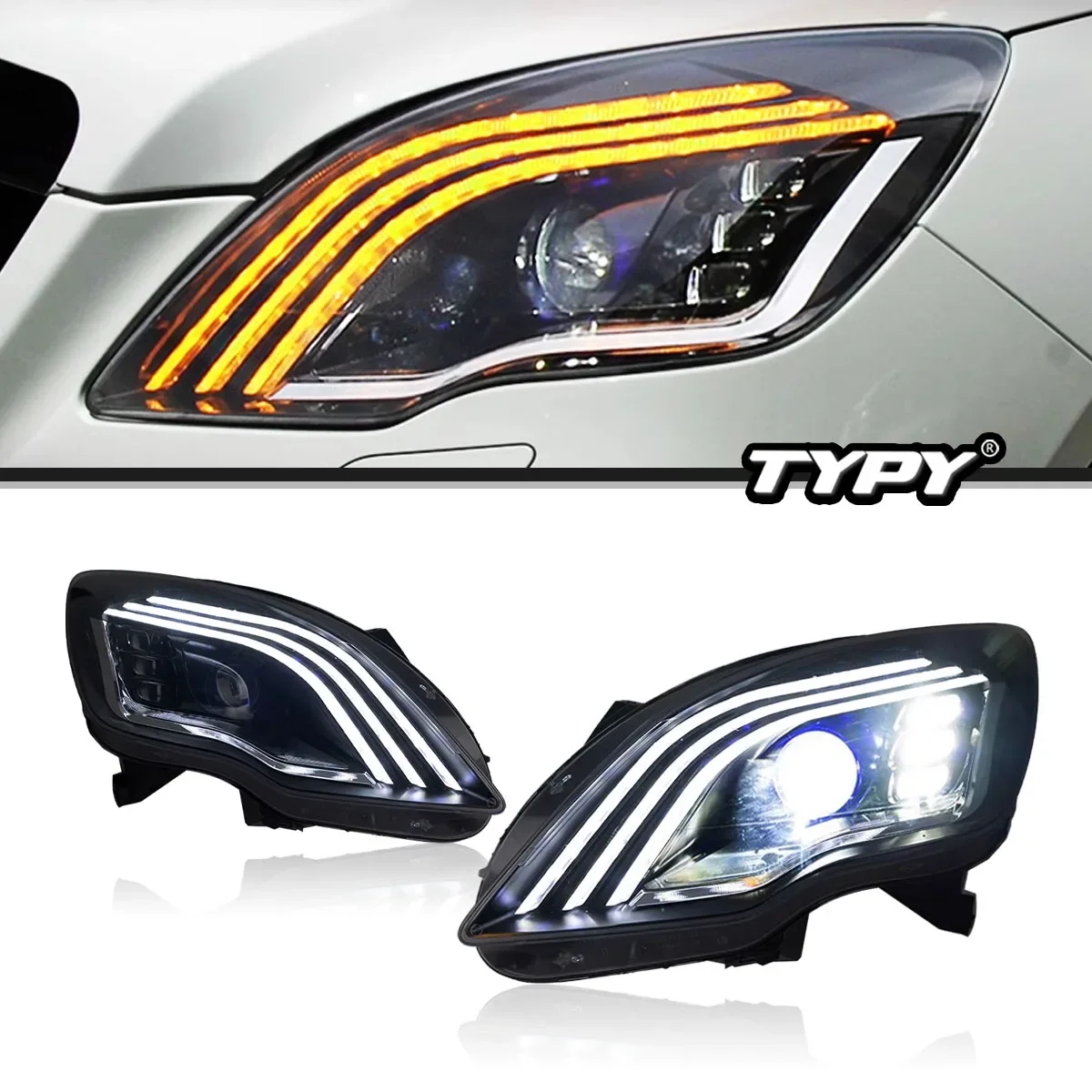 

Фара для Benz R Class LED 2010-2017 W251 R300 R350 DRL, указатель поворота, дальний свет, проектор «ангельский глаз», автомобильный аксессуар