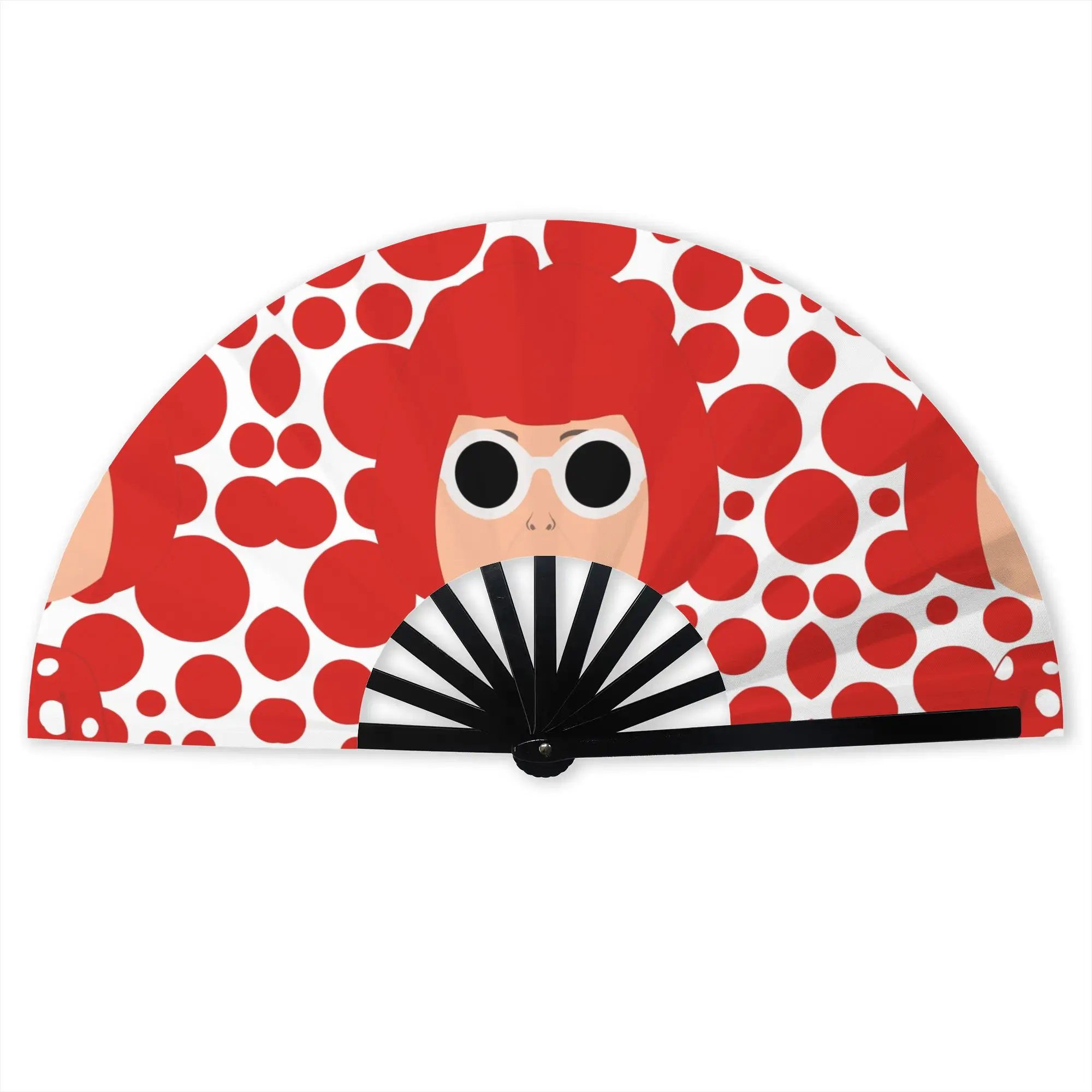 Polka Yayoi Kusama Folding Hand Fan Personalized Abstract Art Polyester Fabric Fan Novelty Summer Accessory Decorative Fans