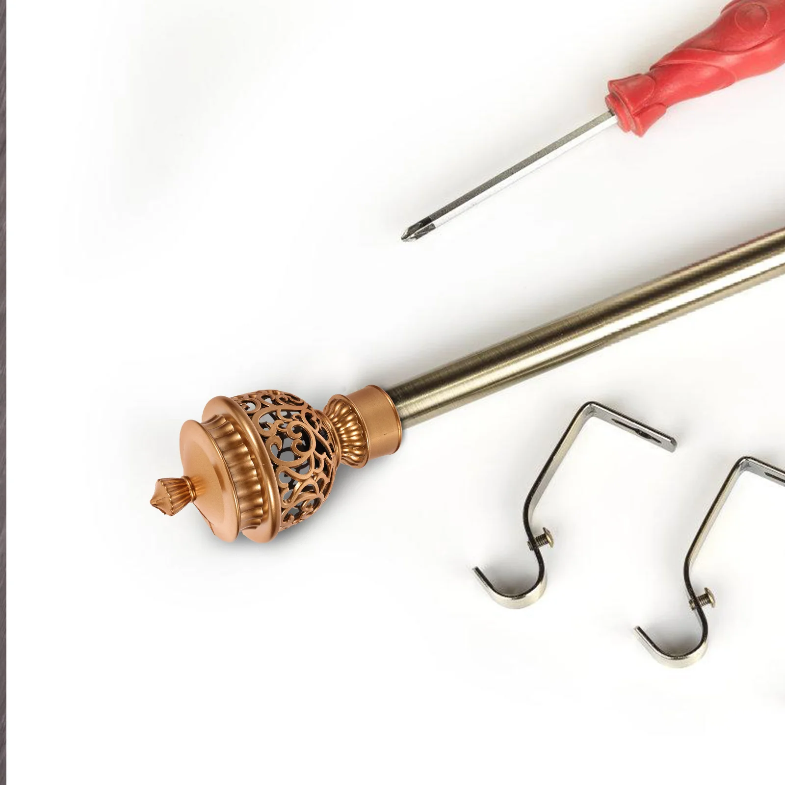 

6Pcs Decorative Drapery Rod End Tips Plastic Flower Pattern Curtain Rod Finials Roman Ornament Home Window Hardware Accessory