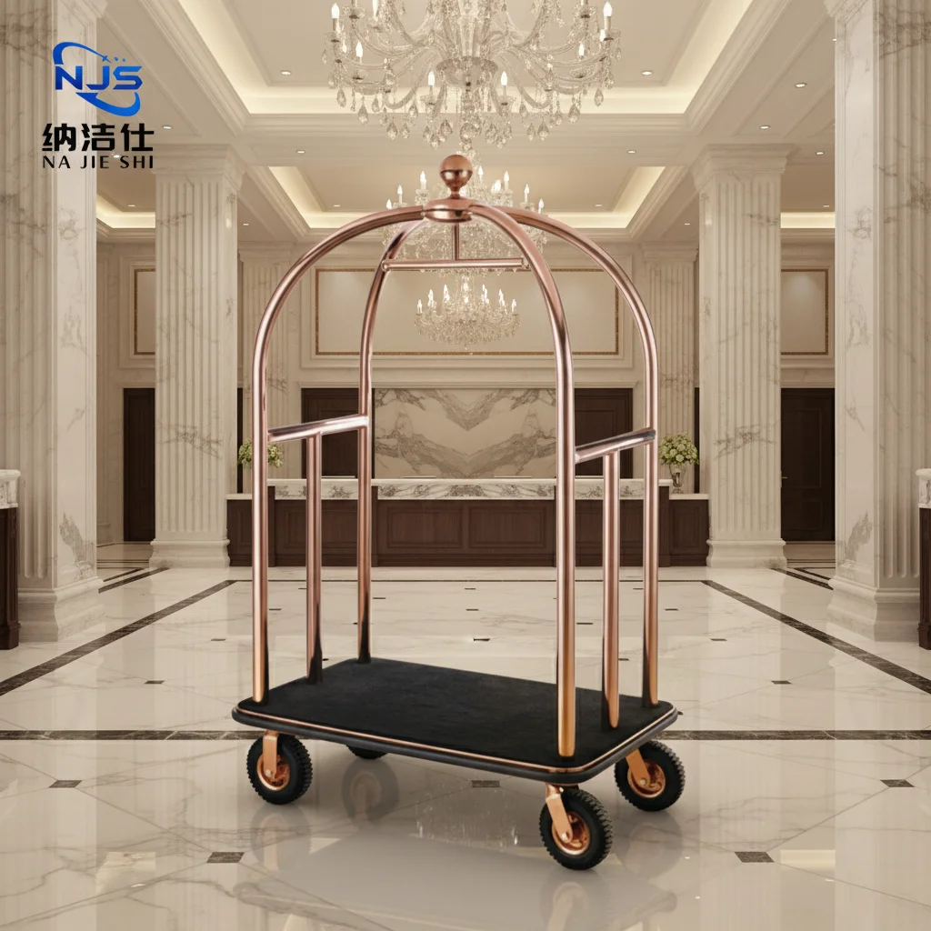 Factory Direct Sales New Stainless Steel Hotel Lobby Luggage Trolley Hotel Lobby Luggage Carts for Hotel