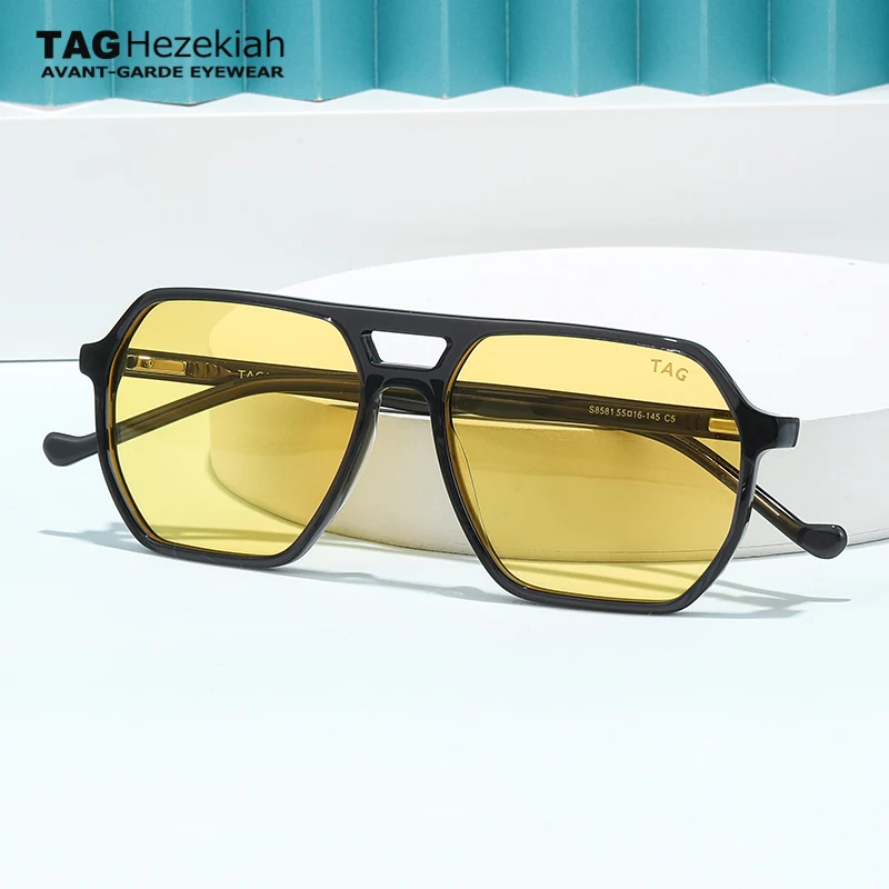 

TAG Hezekiah Vintage Acetate polarized Sunglasses Men Fashion Retro Designer S8581 Sun glasses Women Luxury Brand 2025 Sunglass