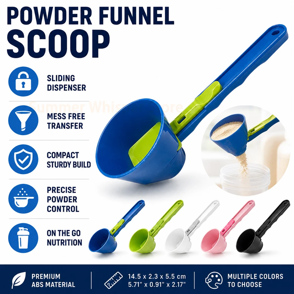 Creative Mess-Free Protein Powder Scoop, Sliding Spoon Funnel for Milk & Supplements, Kitchen Gadget for All Occasions