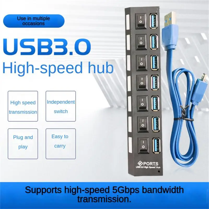 3.0 Hub USB HUB Splitter Multi USB 3.0 Hub Multiple 4/7 Port Hub Splitter With Power Adapter Computer Accessories Hub For PC