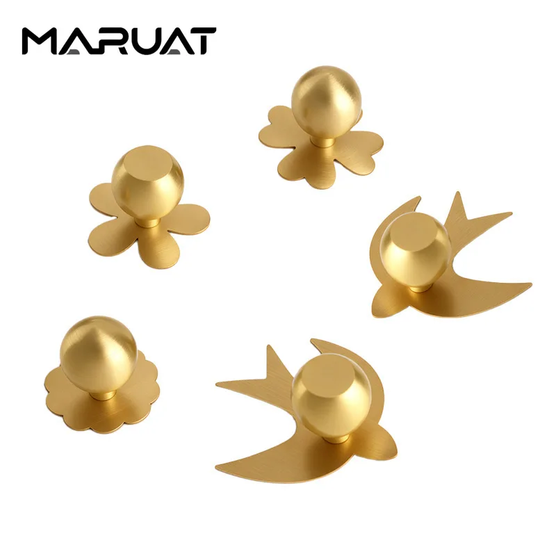 Modern Brass Single-Hole Cabinet Door Handle Circular Ball Wardrobe Drawer Simple Kitchen Cabinet Handle with Washer