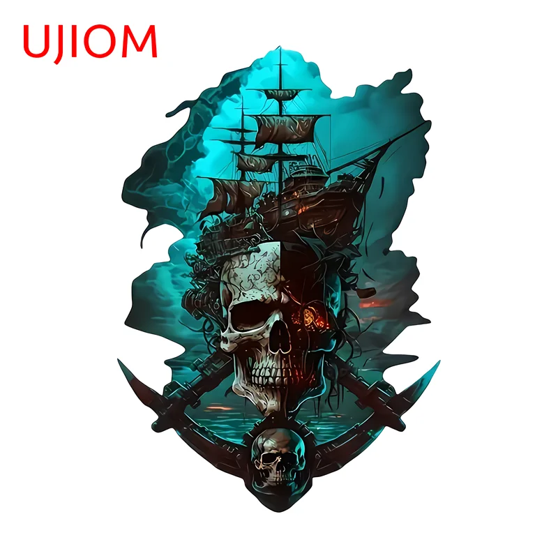 UJIOM Piratenkapitän-Wandaufkleber, kreativer Vinyl-Aufkleber im Gothic-Punk-Stil, geeignet für Skateboard, Computer, Kühler, Gitarre