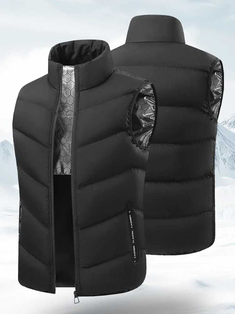 UETEEY Graphene Self-Heating Men's Winter Vest Thermal Auto Warm Up Thick Puffy Sleeveless Jacket Outdoor Sports Skiing Hiking