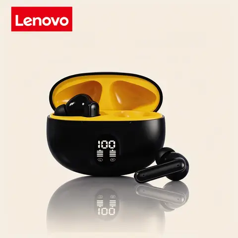 Lenovo New Slim Mini Bluetooth Earphones with Noise Reduction Long-Lasting Battery Built-in Microphone for Hands-Free Calls
