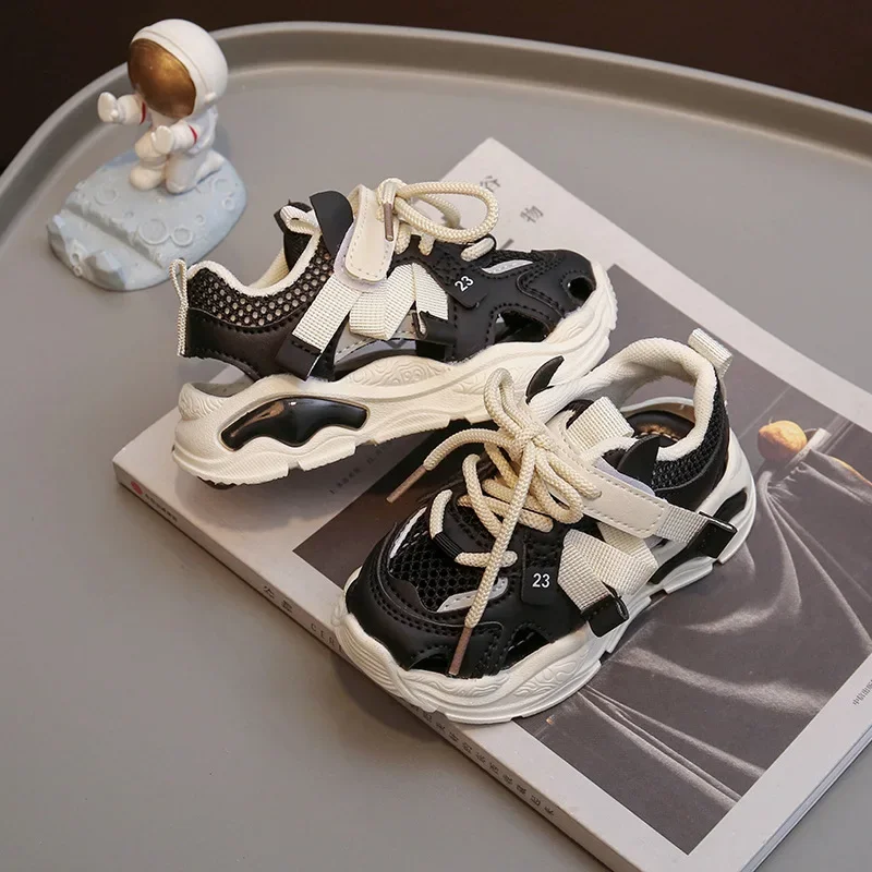 

Детская дышащая спортивная обувь с сеткой, повседневные кроссовки унисекс из ТПР, полые сандалии для маленьких мальчиков и девочек, детский теннис, От 3 до 13 лет, лето