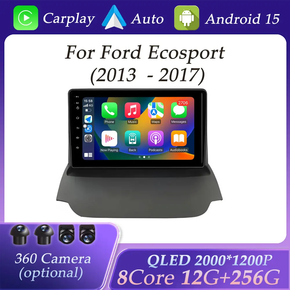 

Split Screen Car Radio Video Multimedia Player for Ford Ecosport 2013 - 2017 GPS Navigation DSP Stereo Carplay QLED Screen WIFI