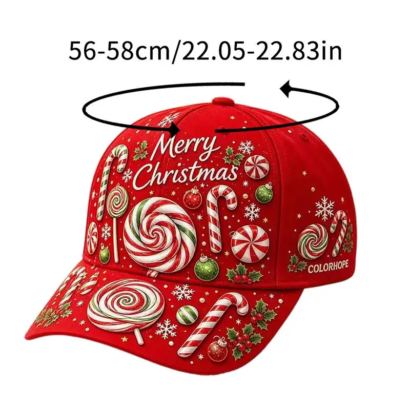 Unisex-Baseballkappe mit Weihnachtsmotiv, Rentier- und Weihnachtsmann-Druck, leicht, für Damen und Herren, festliche Kopfbedeckung für den täglichen Gebrauch. – Detail 5