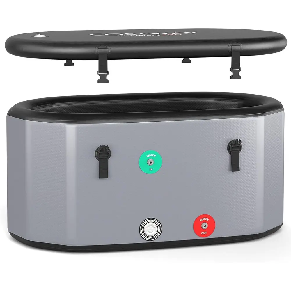 

129 Gal Oval Ice Bath Tub with Cover, Portable Outdoor Inflatable Cold Plunge Tub with Backpack, Pump, for Cold and Therapy, Com