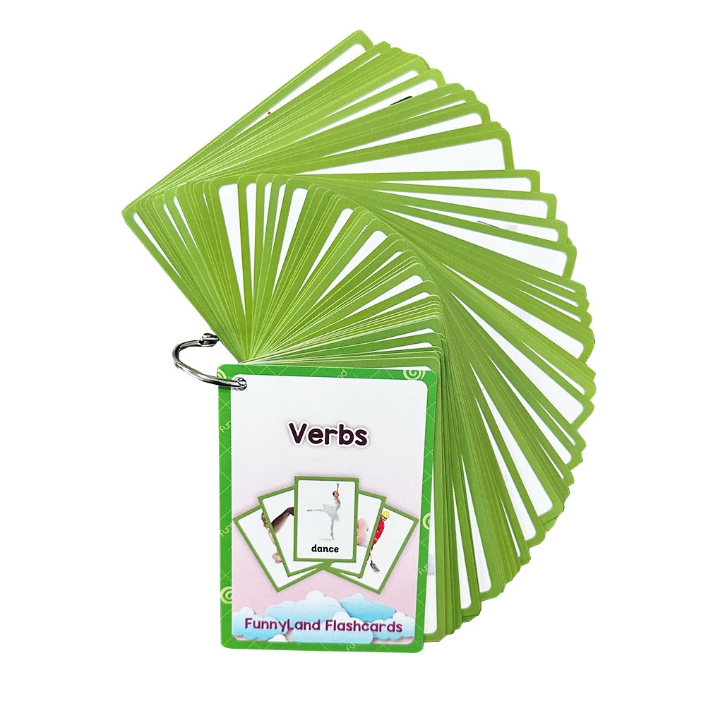 بطاقات تعليمية باللغة الإنجليزية من Action Verbs للأطفال في المدرسة المنزلية والفصول الدراسية ومواد تعليمية مونتيسوري بطاقة تعلم المفردات بحجم الجيب