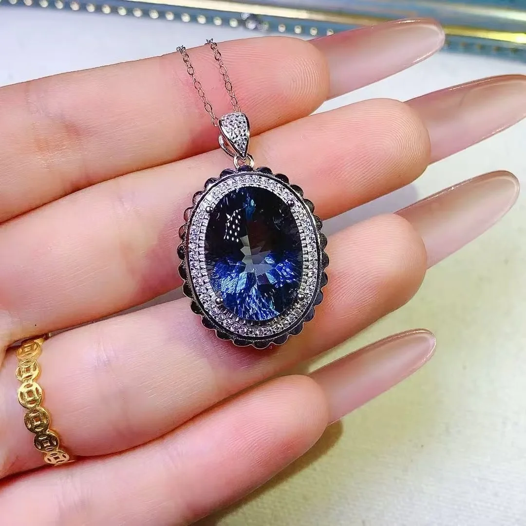 KJJEAXCMY High End Women's Pendant Natural Topaz S925 Silver with Electroplating Boasting High Clarity Full Brilliance  Gift