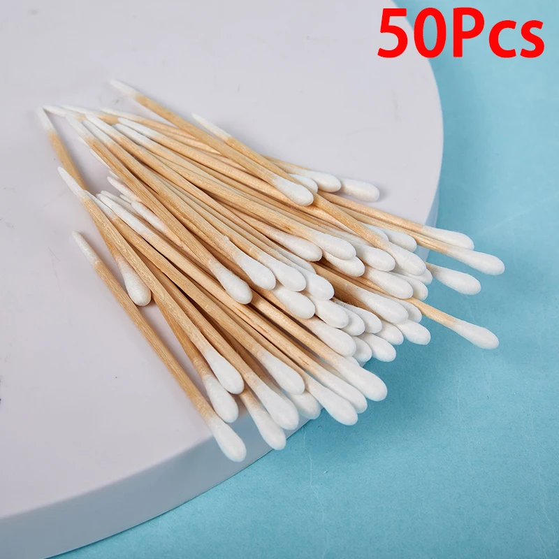 

50Pcs Double Head Cotton Swab Women Makeup Cotton Buds Tip For Medical Wood Sticks Nose Ears Cleaning Health Care Tools