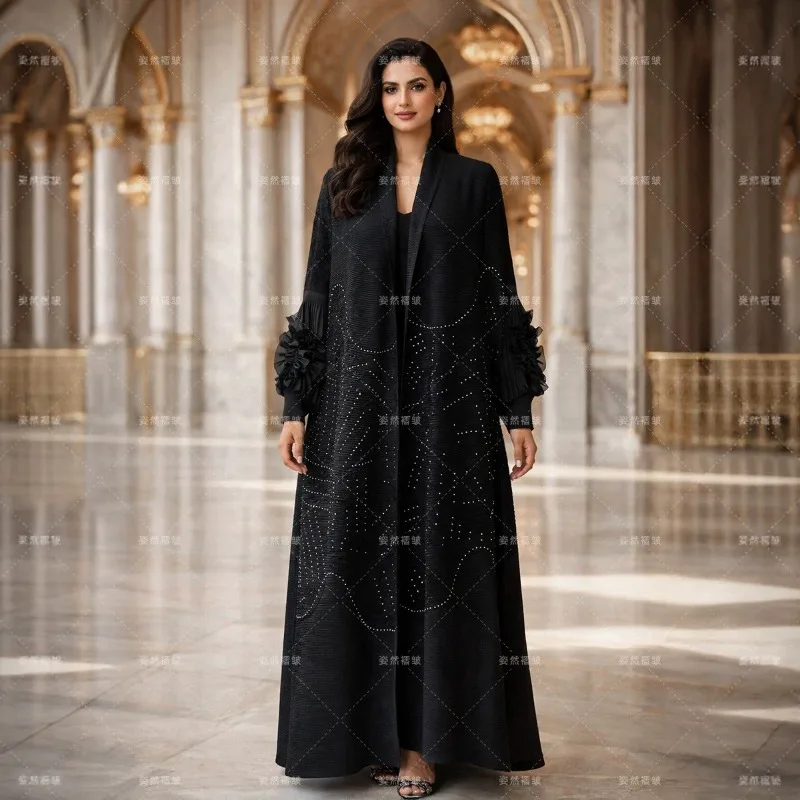 Miyake Pleated High-End Pleated Cardigan Plus Size Women's Ethnic Clothing Coat Trench Coat Cape Long Heavy-Duty Versatile Pleat