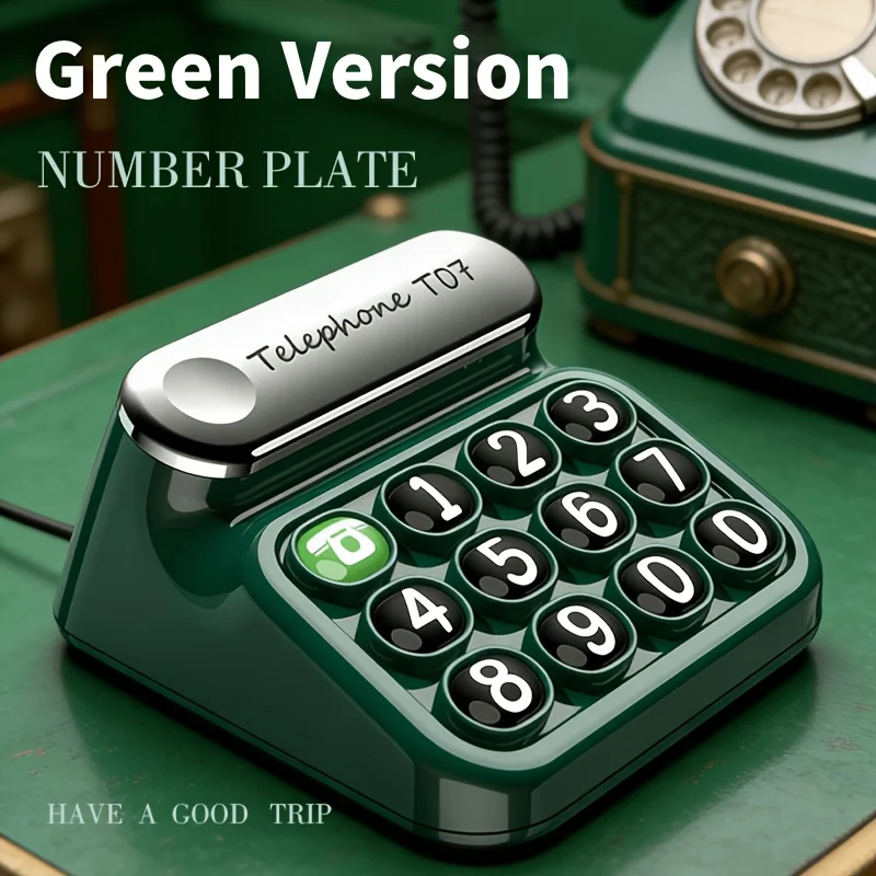 Retro Phone Style Hideable Temporary Parking Number Plate Privacy Protected Dashboard Contact Practical Auto Interior Ornament