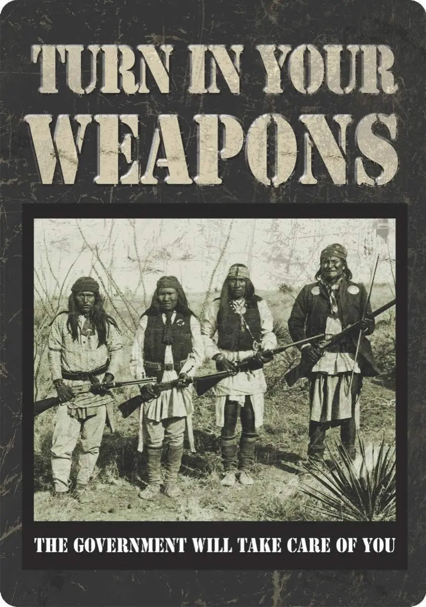 Basidfs Decorative Signs Turn in Your Weapons Plaques Tin Sign 8x12 sign