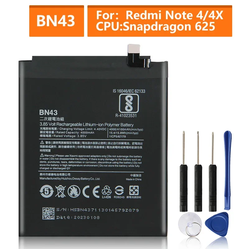 Replacement Battery For Xiaomi Redmi Note 4X  Redrice Note 4X Standard Version BN43 Note4 Note 4 Global Snapdragon 625