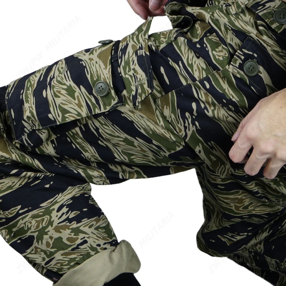 Outdoor Tactical Twill Tiger Spot Work Pants for Men, Pure Cotton, New