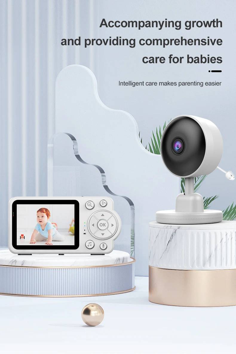 

2.8Inch IPS Screen Wireless PTZ Intercom Baby Monitor Cry Detection Feeding Plan BabySitter Nanny Camera Take Photo&Video