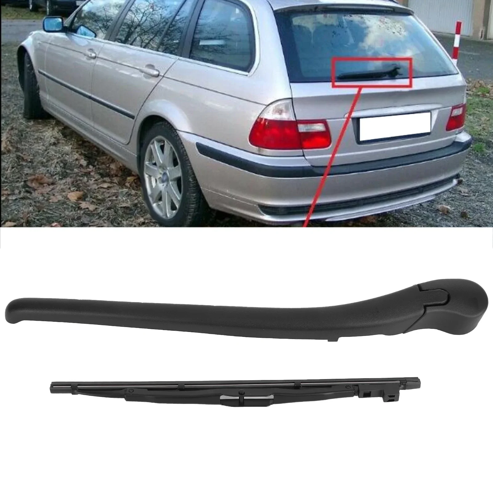 

Rear Wiper Arm Assembly, Rear Windshield Wiper Kit 61628220830 Car Assassories for BMW 3 Series E46 325i 1998-2005